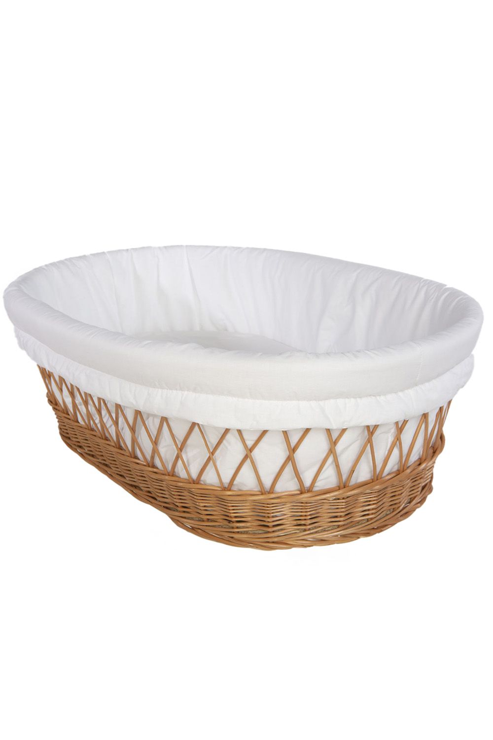 Wicker Stubenwagen with soft white cotton mattress and padded sides. - Mionido - Stubenwagenpolster (Baumwolle)