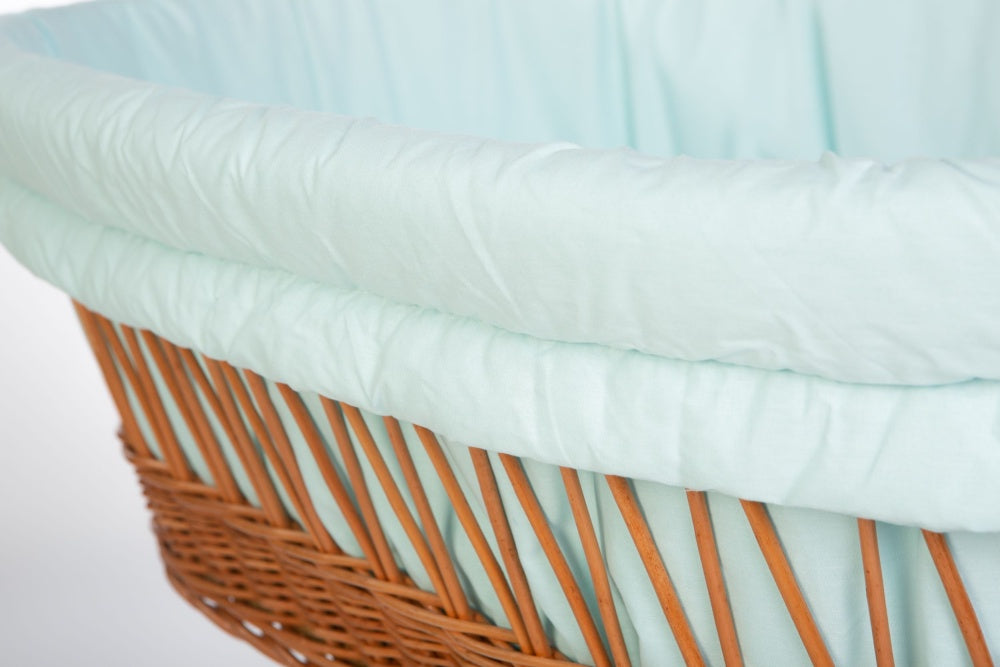 Light blue cotton Stubenwagen mattress pad with soft padding and quilted stitching. - Mionido - Stubenwagenpolster (Baumwolle)