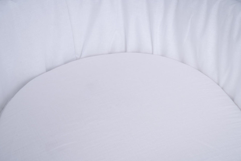 Round white padded mattress with soft fabric edges for Stubenwagen crib. - Mionido - Bollerwagen Tony (natur)