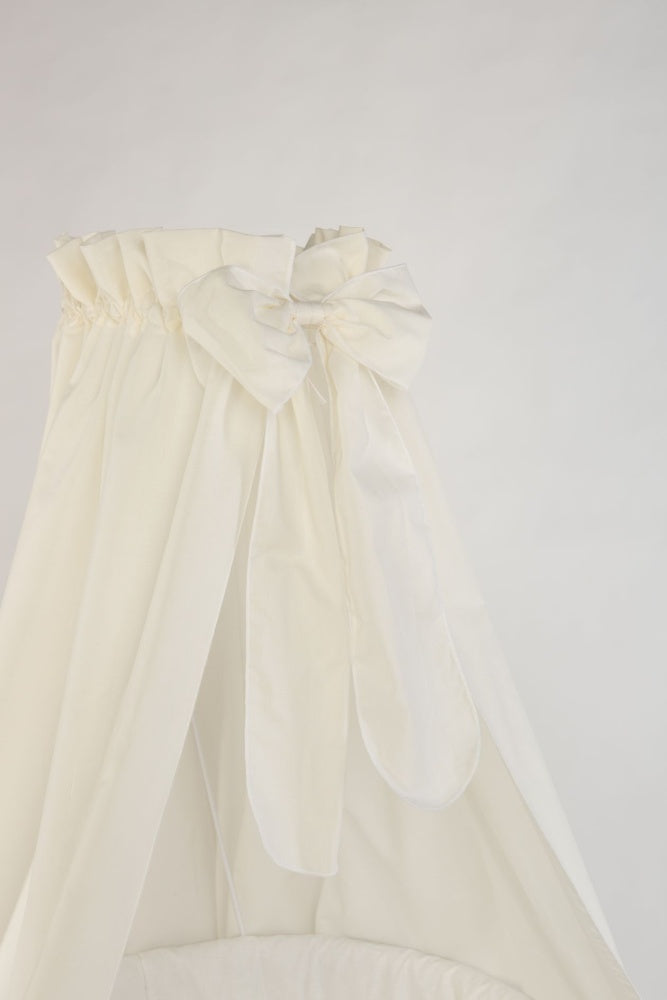 Cream natural Stubenwagen canopy with soft fabric bow and ruffled edges. - Mionido - Stubenwagen Maxi (natur)
