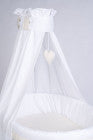 White Stubenwagen Maxi with delicate canopy and heart-shaped hanging decoration. - Mionido - Stubenwagen Maxi (natur)
