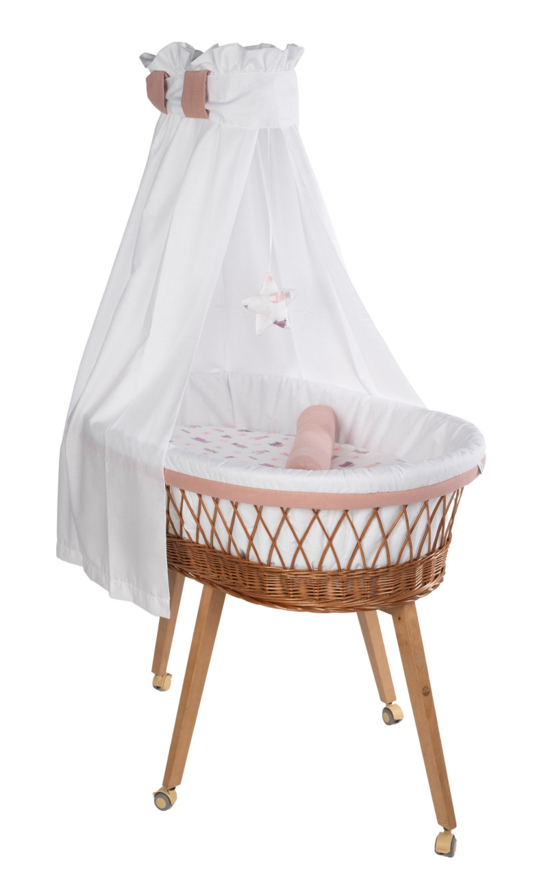 Babybett Lounge natur Collection Pyjamabär, Musselin rosa